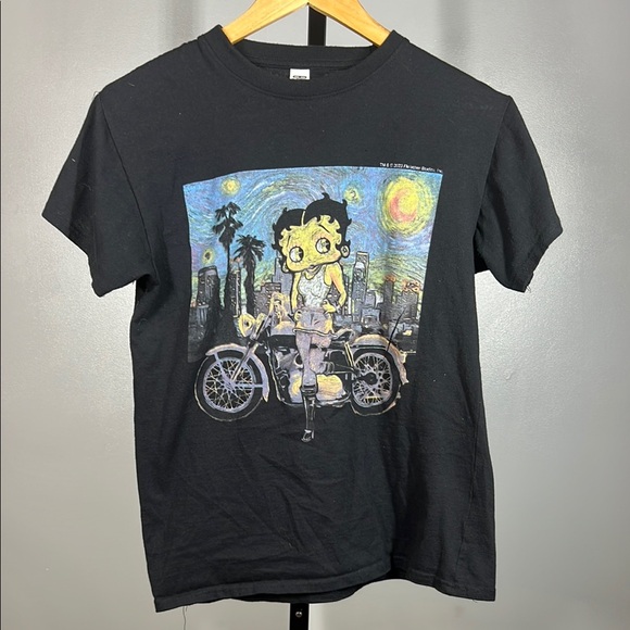 Betty Boo Black Graphic Tee Shirt Motorcycle - Picture 1 of 5
